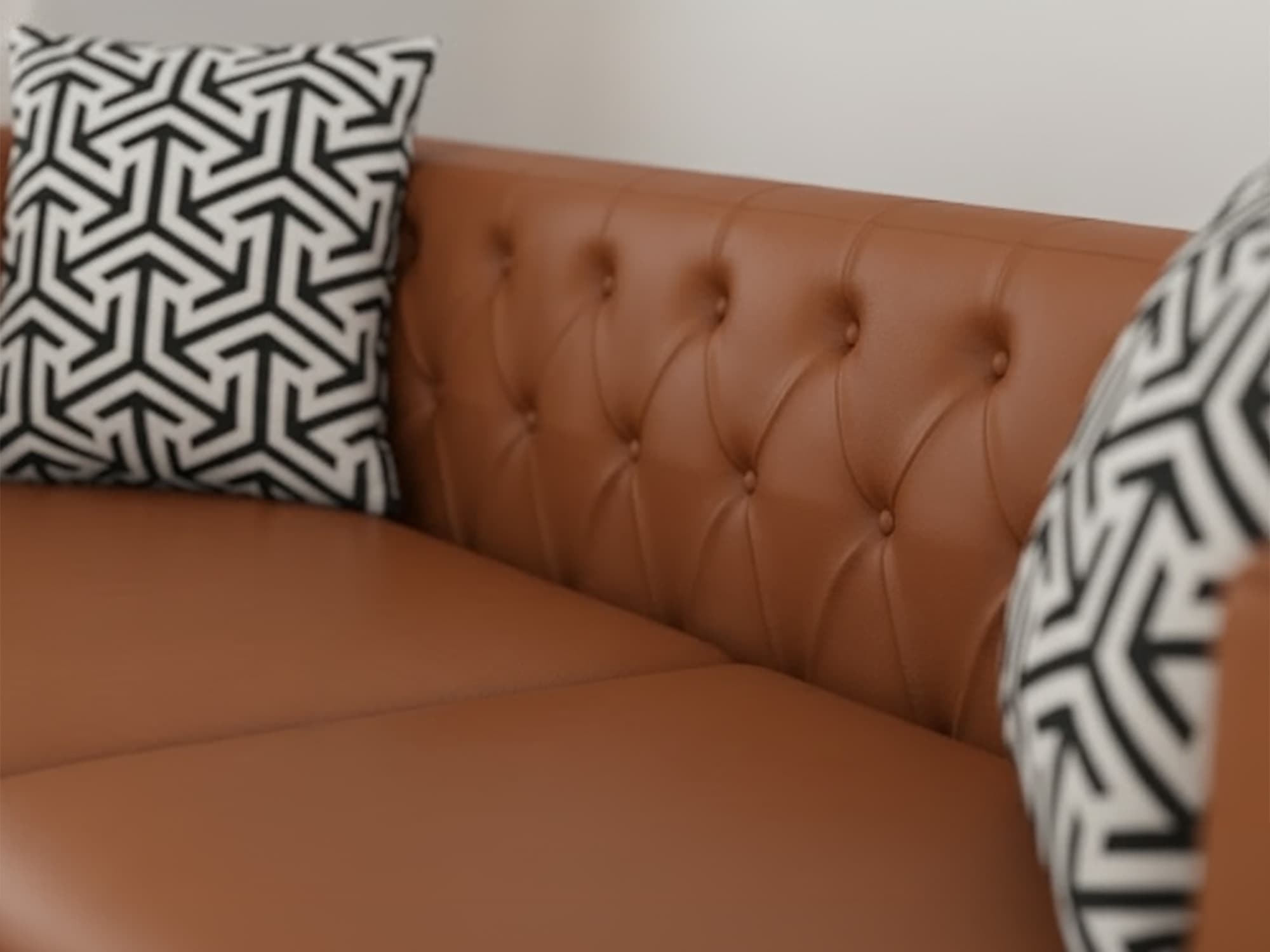 Modern Leatherette 3 Seater Sofa – Tan Brown 5