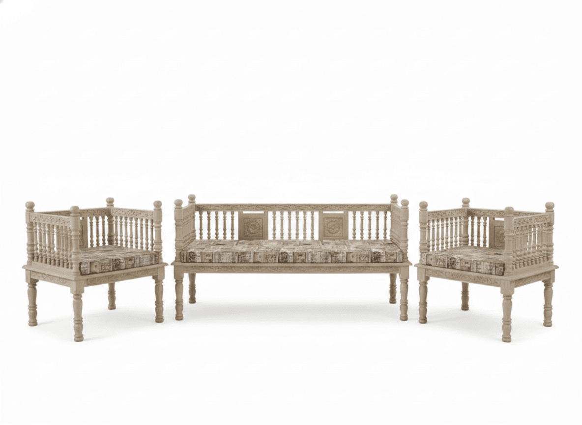 Traditional Wooden Sofa Set 2