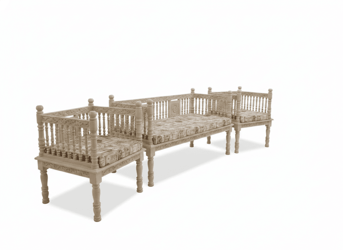 Traditional Wooden Sofa Set 3