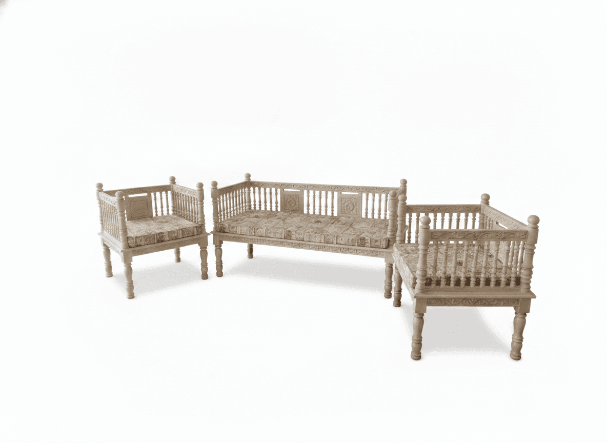 Traditional Wooden Sofa Set 4