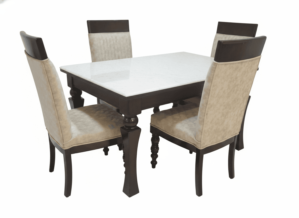 Elegant 4-Seater Marble Top Dining Set 2