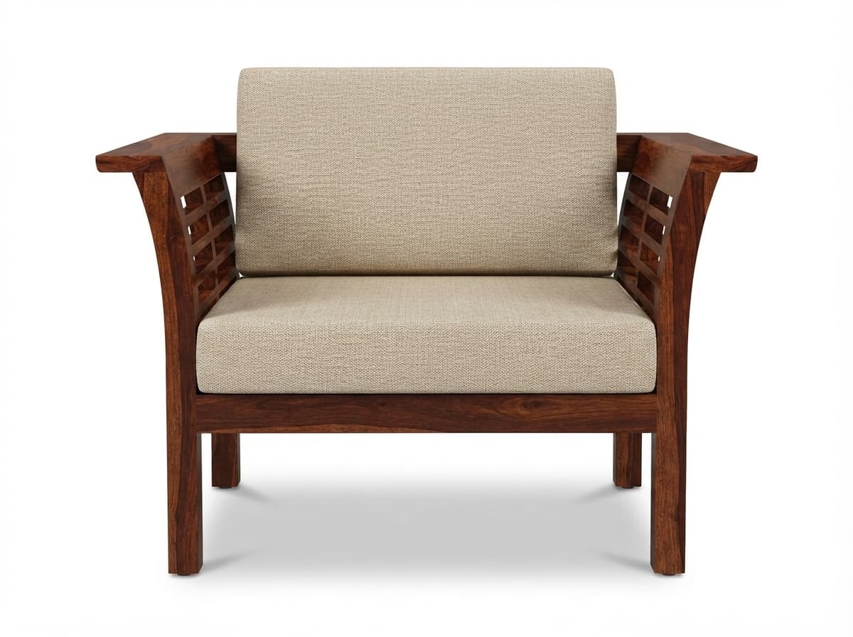 Modern Wooden Upholstered Lounge Armchair 2