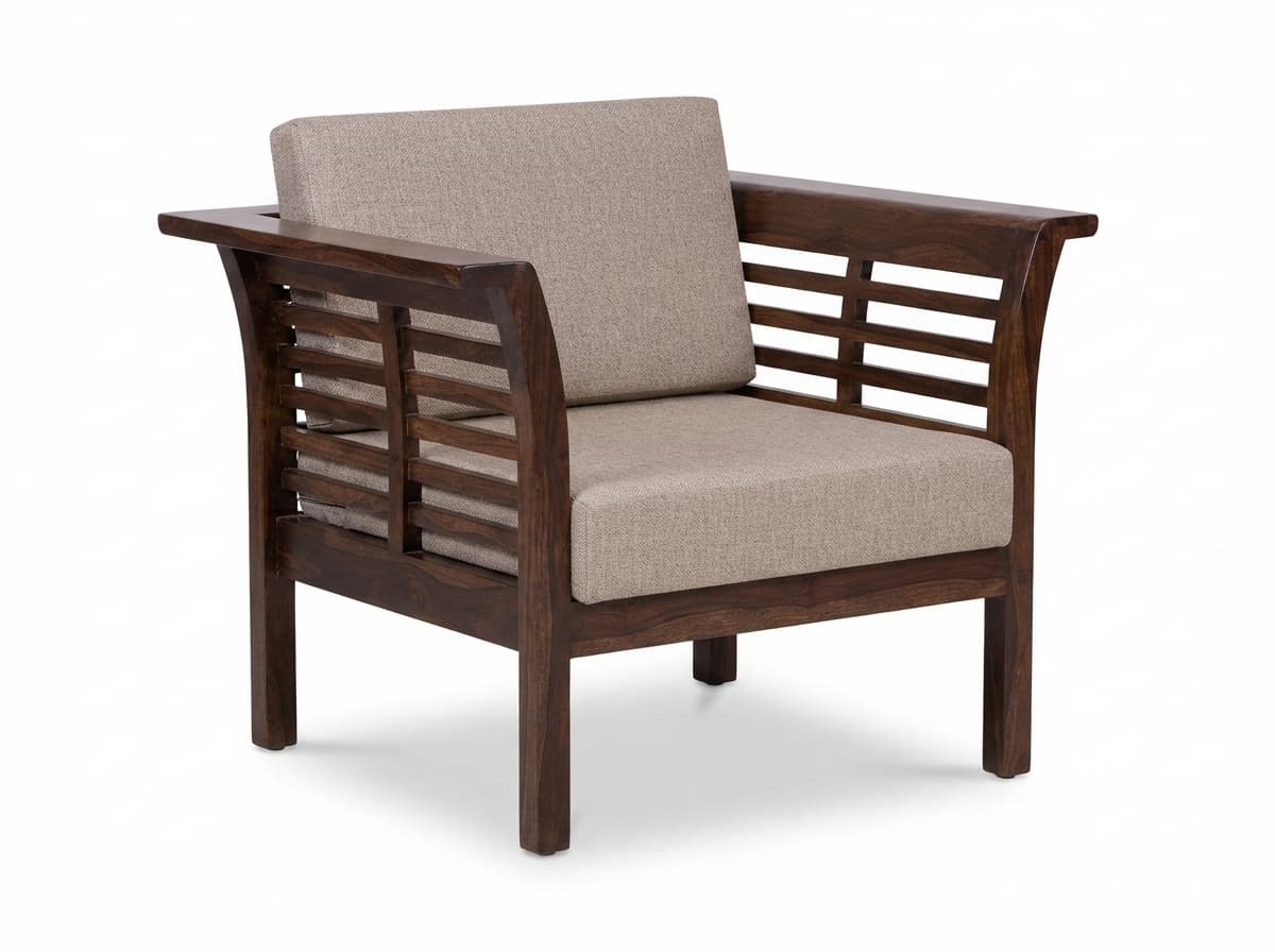 Modern Wooden Upholstered Lounge Armchair 3