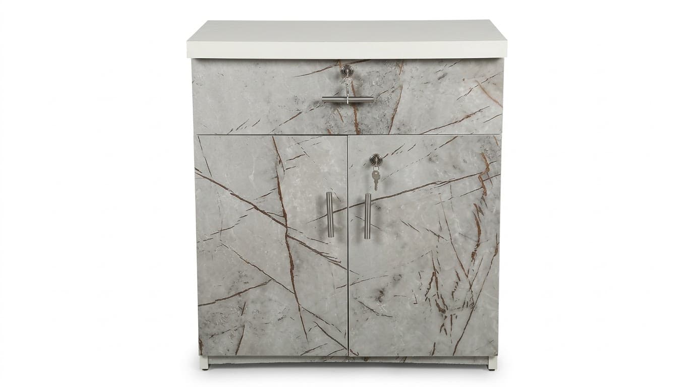 Marble-Finish 2-Door Storage Cabinet 2