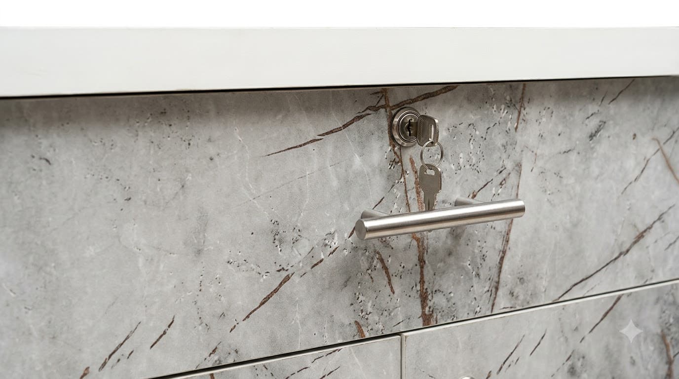 Marble-Finish 2-Door Storage Cabinet 5