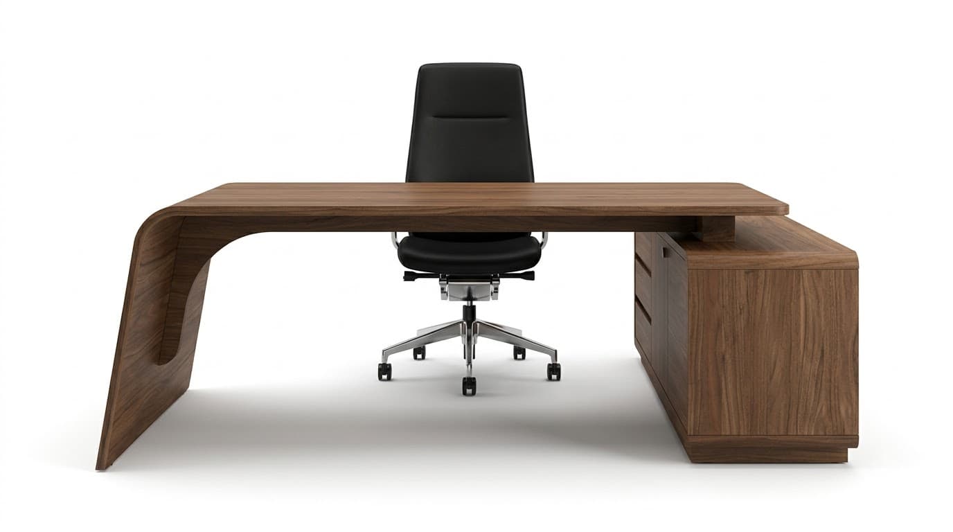Modern Walnut Executive Office Desk 2