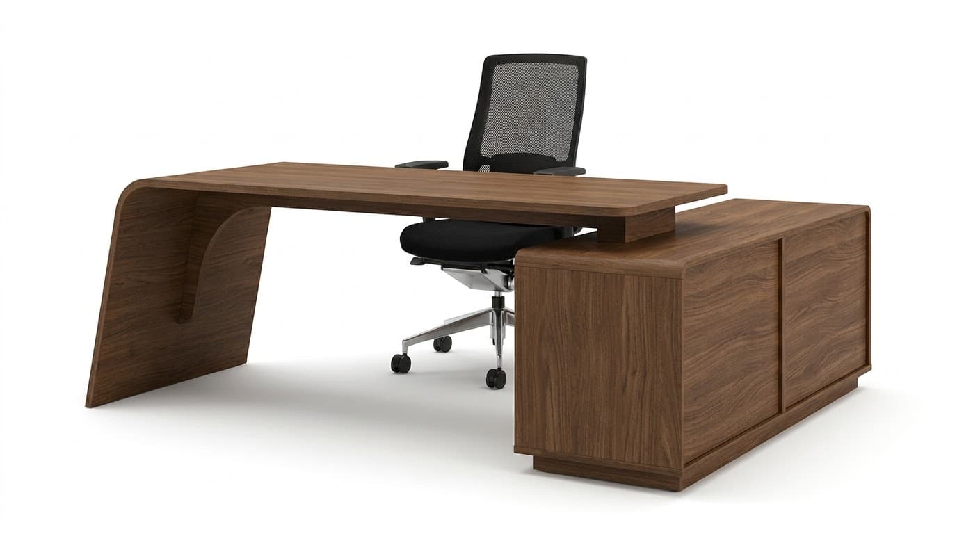 Modern Walnut Executive Office Desk 3