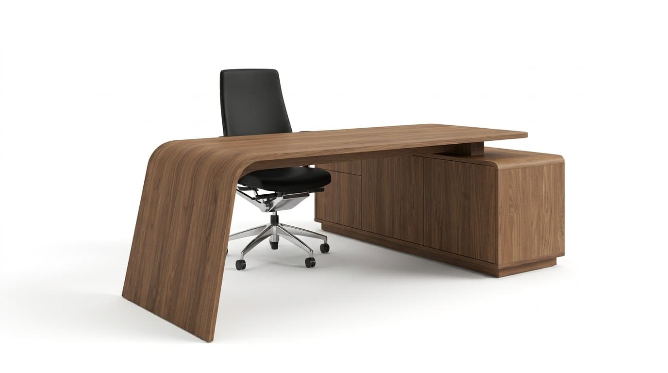 Modern Walnut Executive Office Desk 4