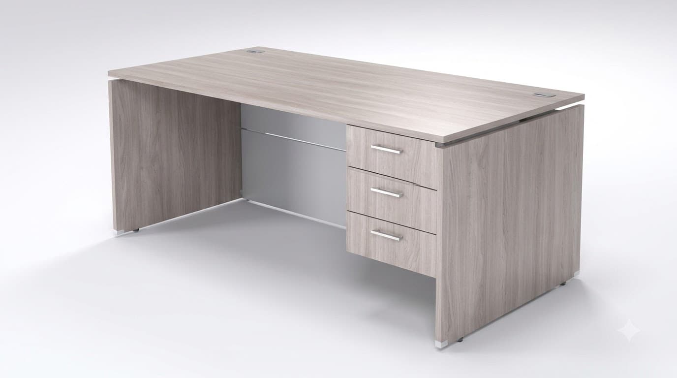 Modern Light Wood Office Desk with 3-Drawer Storage 2