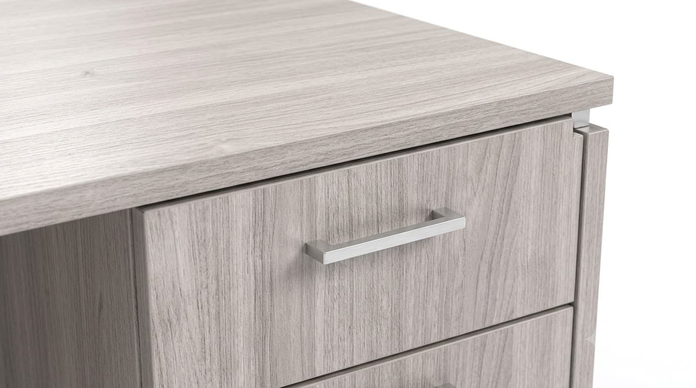 Modern Light Wood Office Desk with 3-Drawer Storage 4