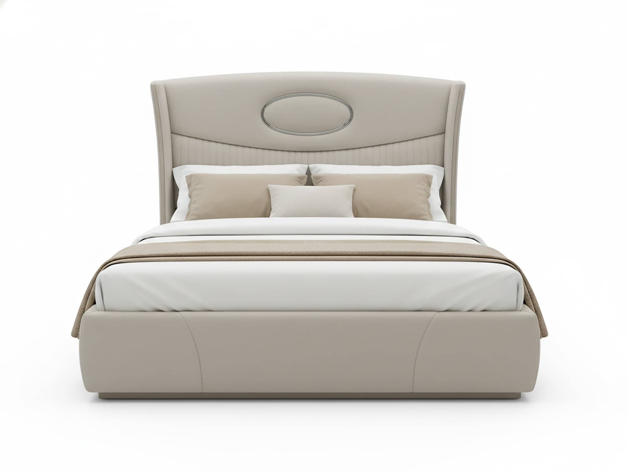 Modern Upholstered Queen Size Bed with Designer Headboard 2