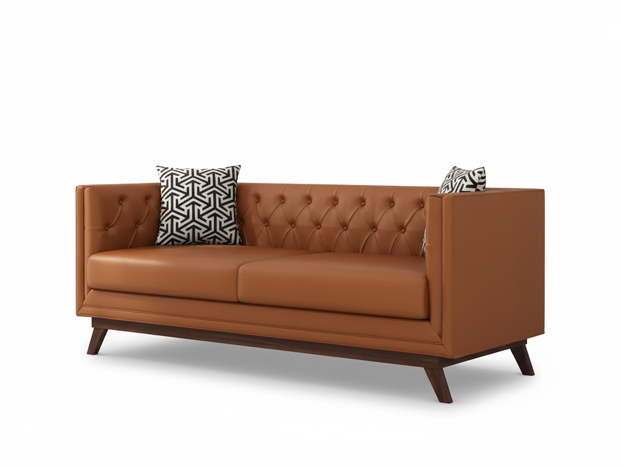 Modern Leatherette 3 Seater Sofa – Tan Brown 4