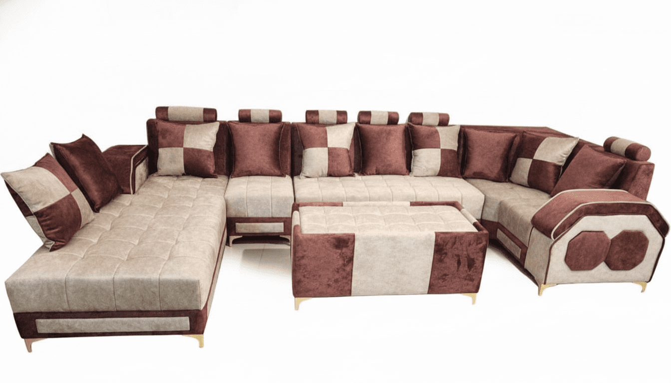 Modern L-Shaped Fabric Sofa Set 2