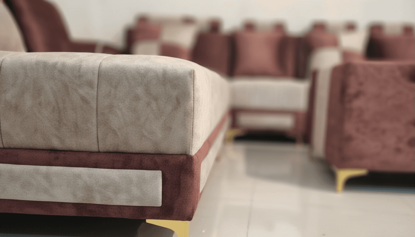 Modern L-Shaped Fabric Sofa Set 5