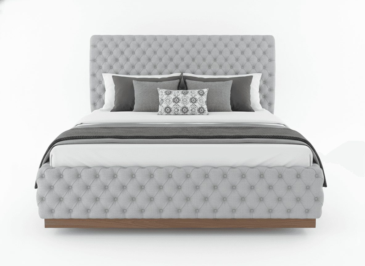 Modern Upholstered King Size Bed with Chesterfield Headboard 2