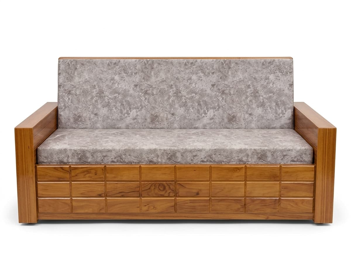 Modern Wooden Sofa Cum Bed with Storage 2