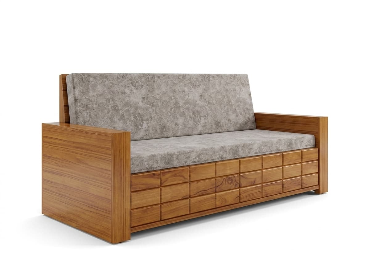 Modern Wooden Sofa Cum Bed with Storage 3