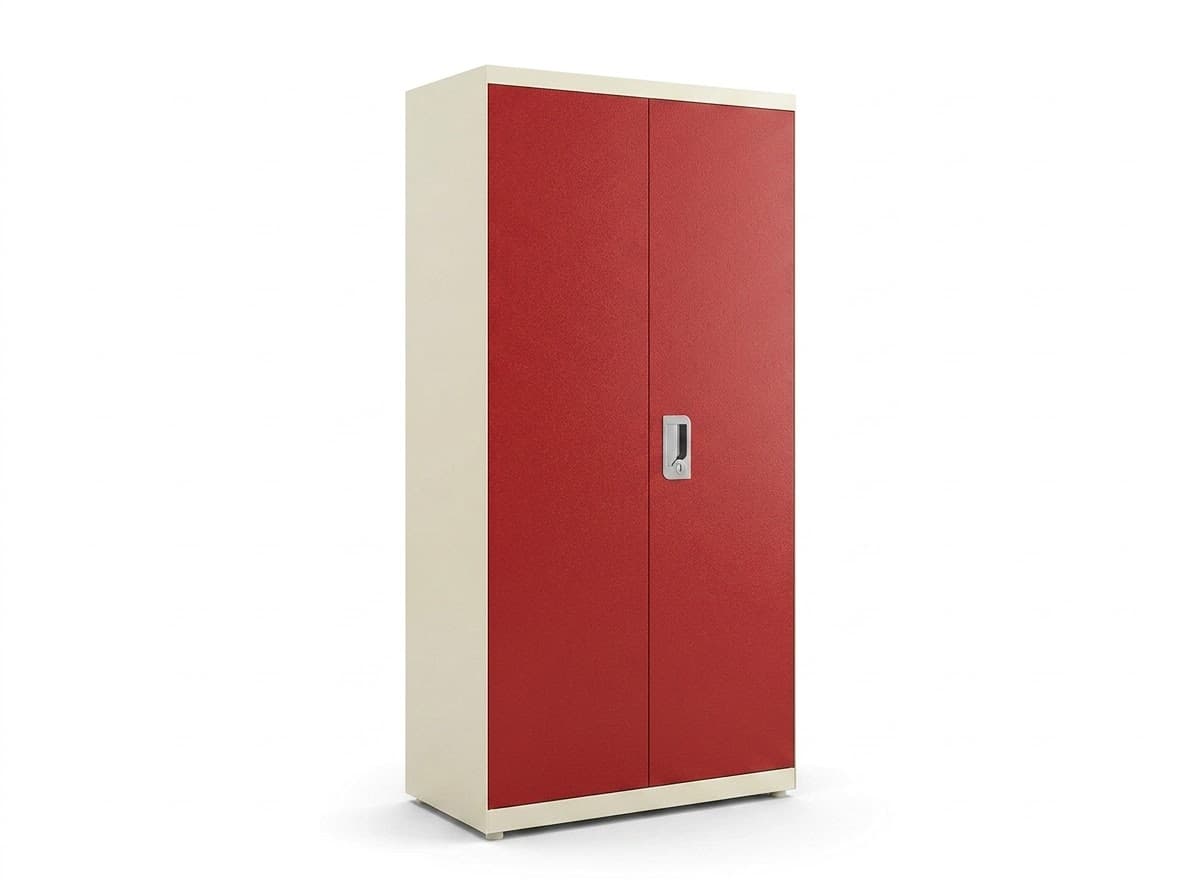 Modern 2-Door Wardrobe with Red & Cream Finish 4
