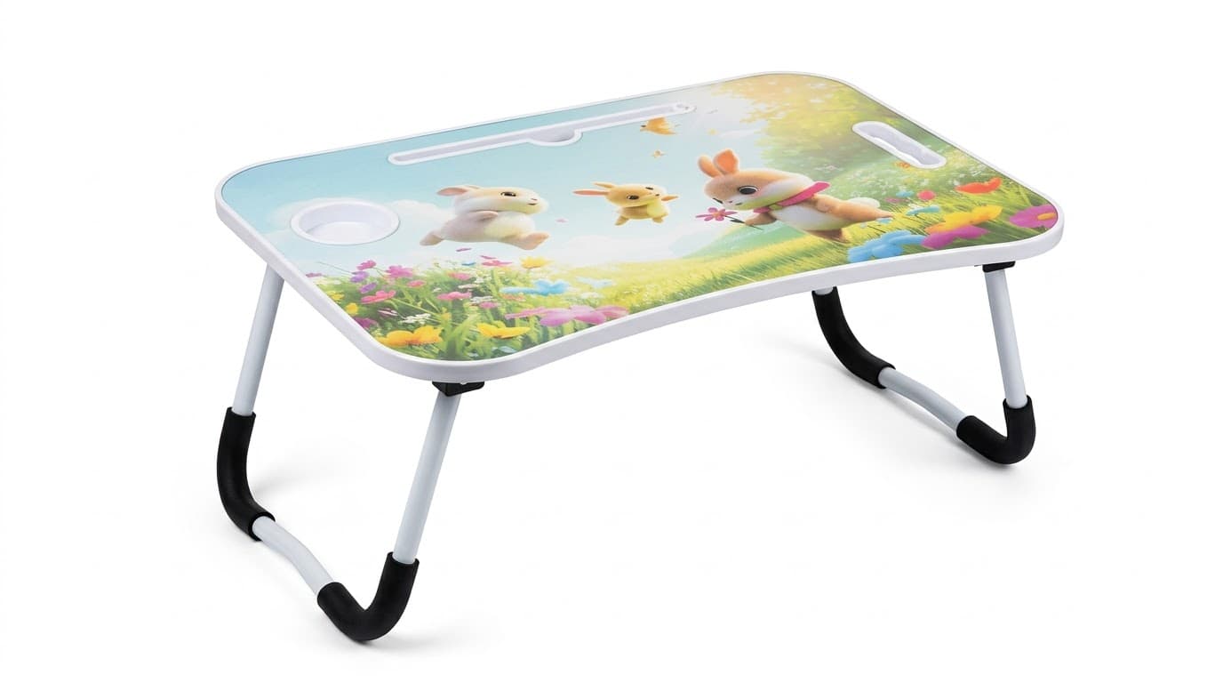 Kids Folding Activity Table with Colorful Bunny Print 2