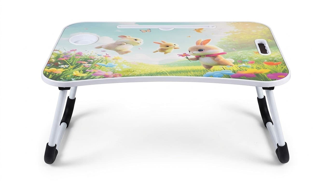 Kids Folding Activity Table with Colorful Bunny Print 3