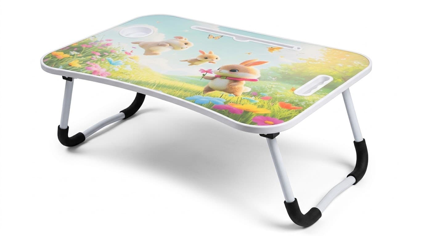 Kids Folding Activity Table with Colorful Bunny Print 4