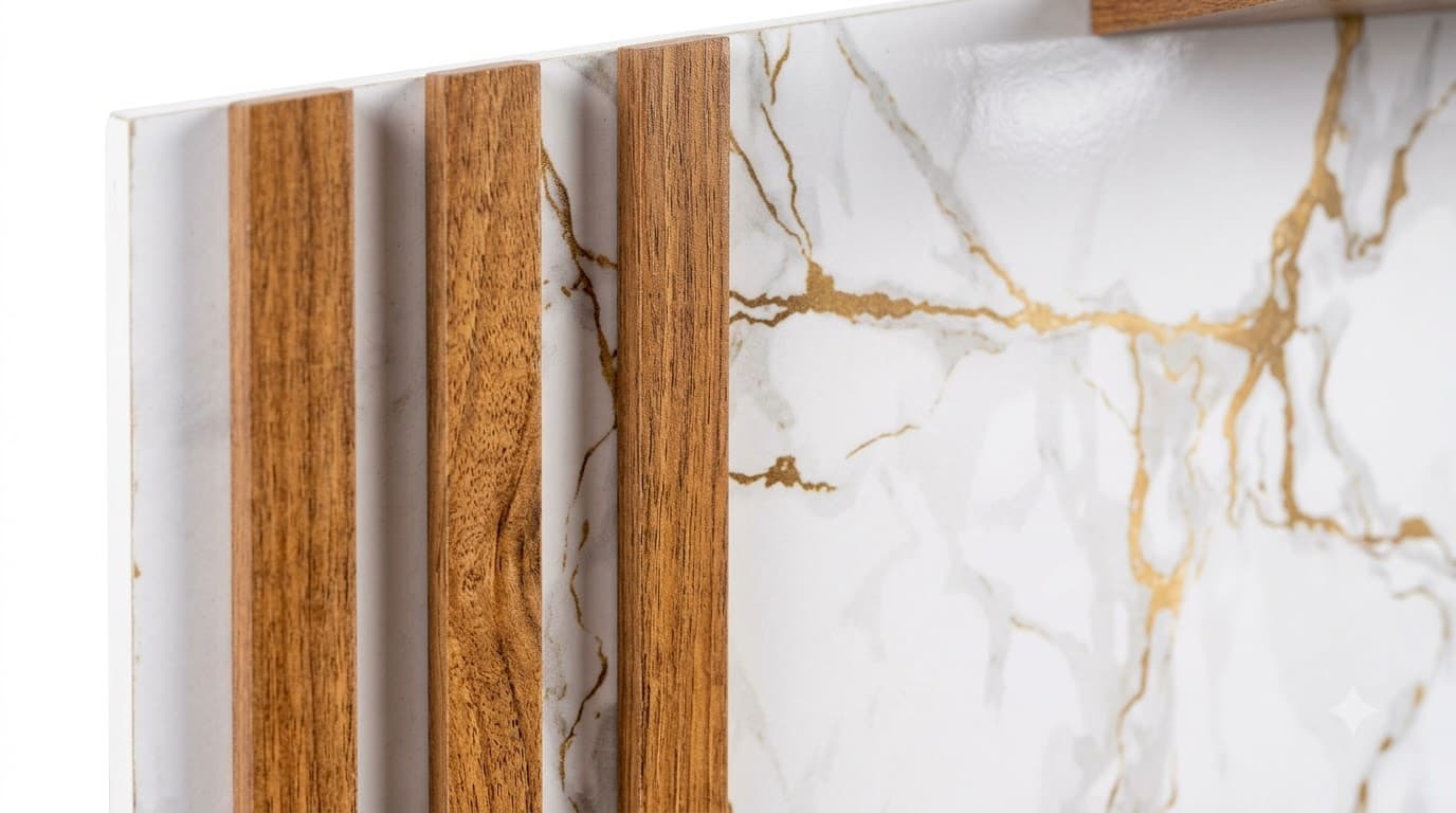 Modern Marble-Finish TV Unit with Wall Panel 5