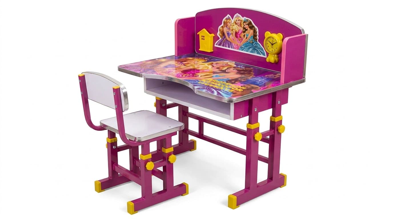 Kids Pink & Purple Study Table with Chair 3