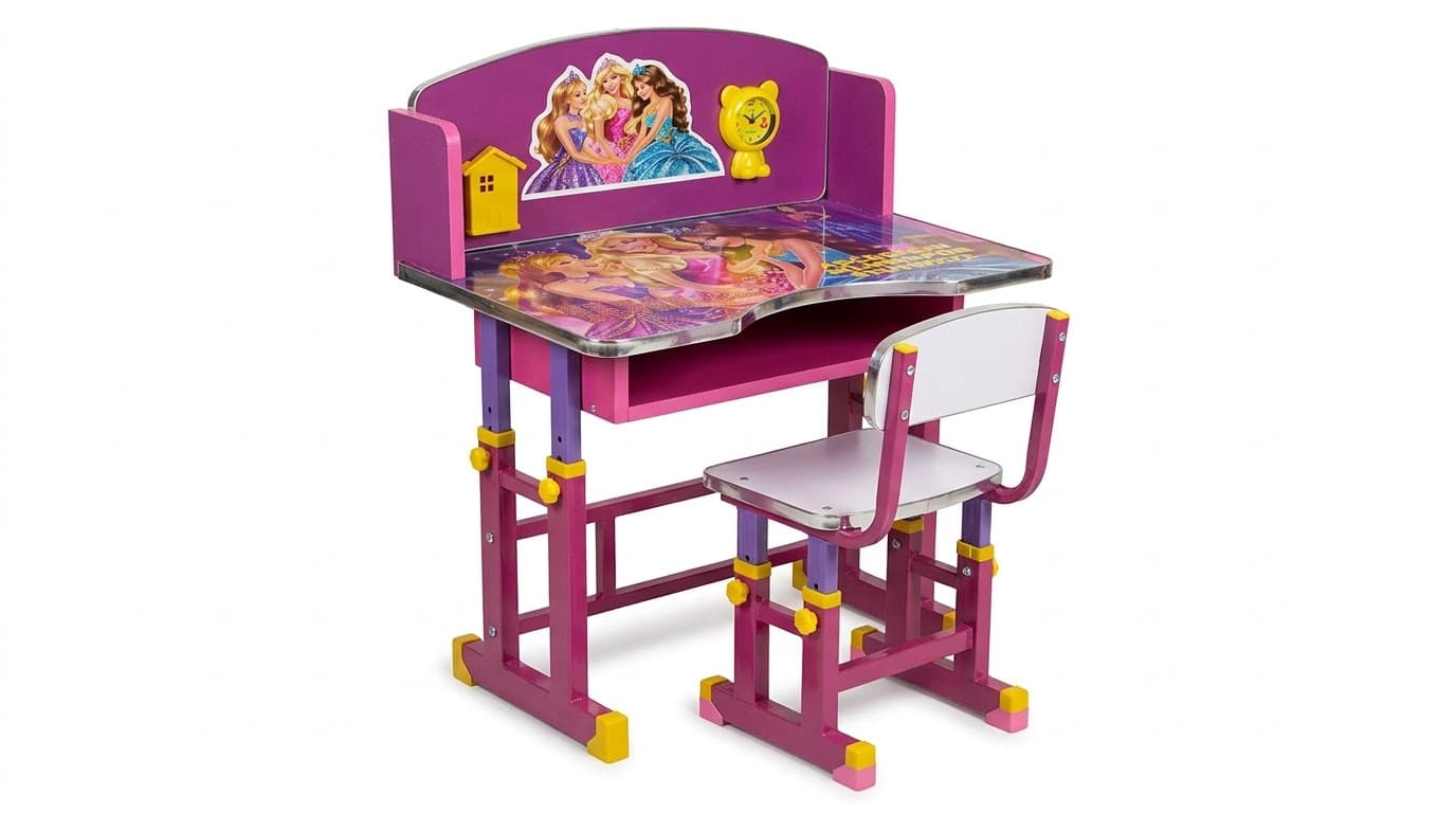 Kids Pink & Purple Study Table with Chair 4