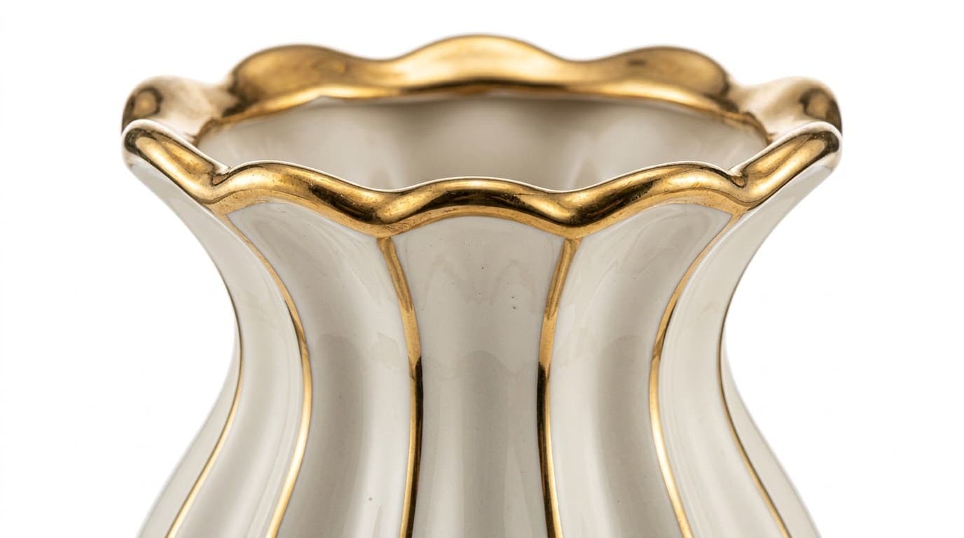 Elegant Cream Ceramic Vase with Gold Accents 3