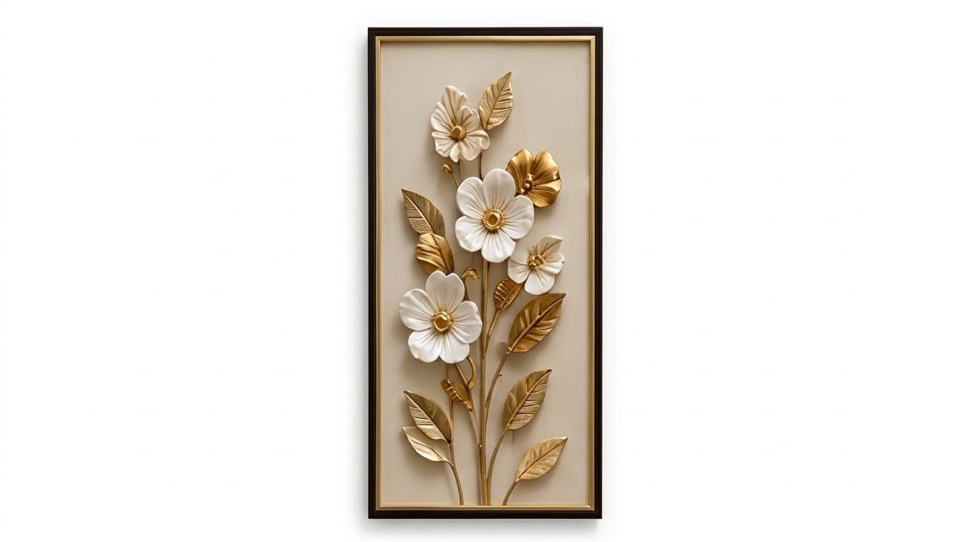Gold & White Floral 3D Wall Art 2