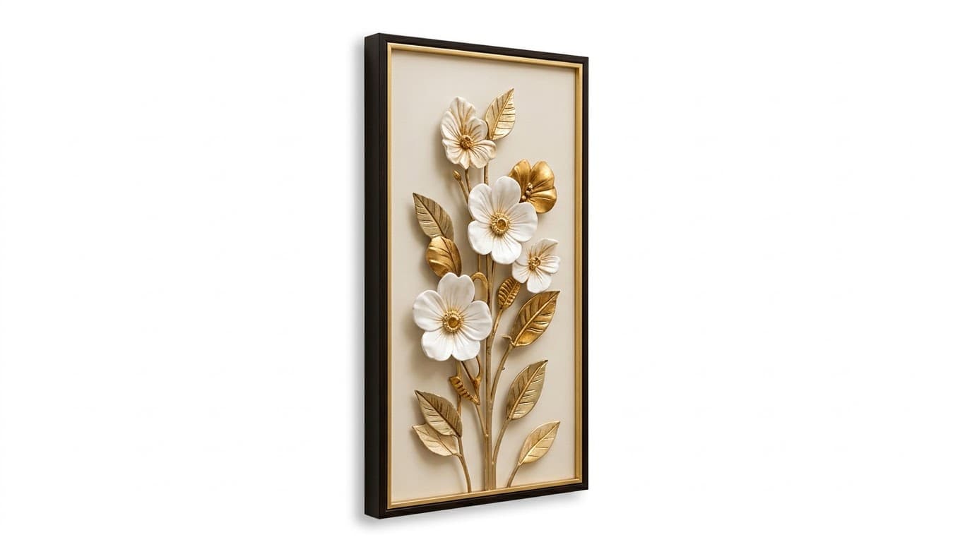 Gold & White Floral 3D Wall Art 3