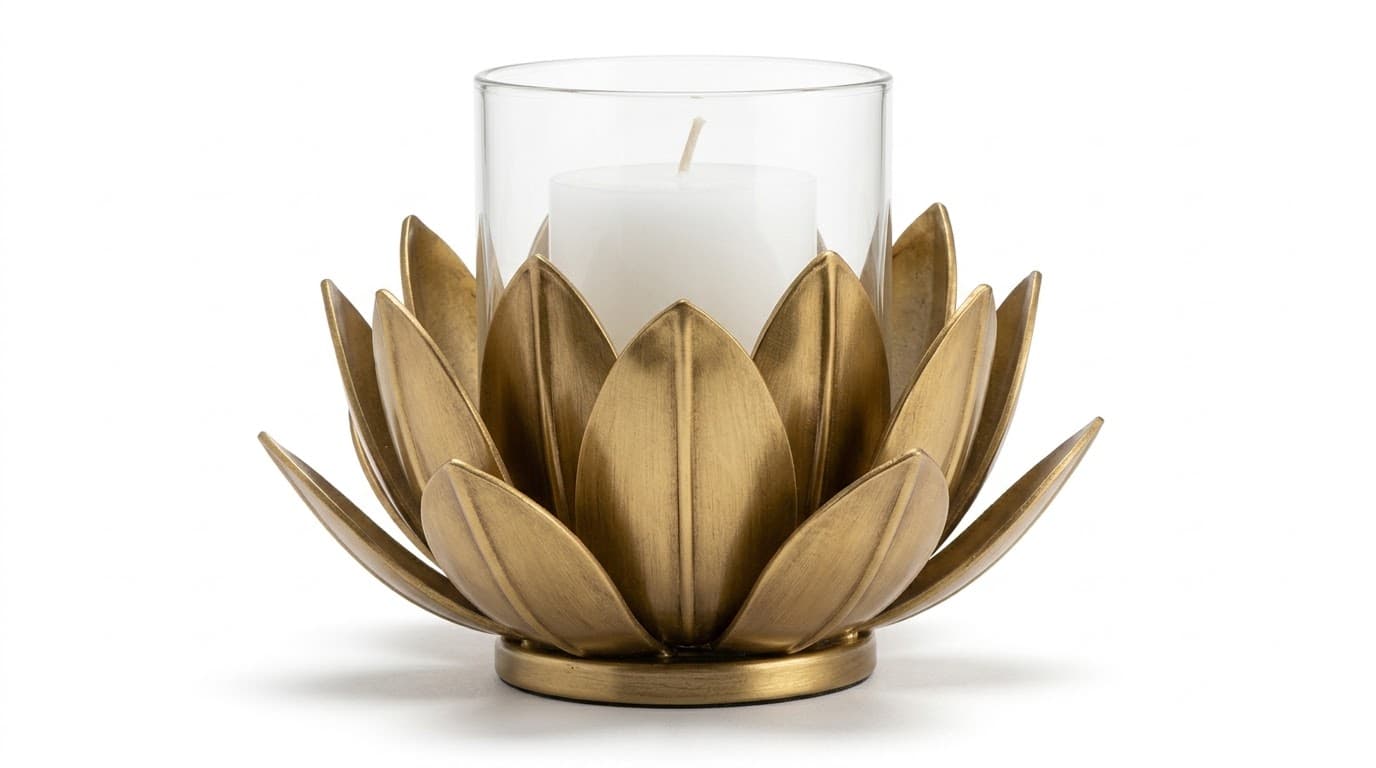 Gold Lotus Candle Holder 2