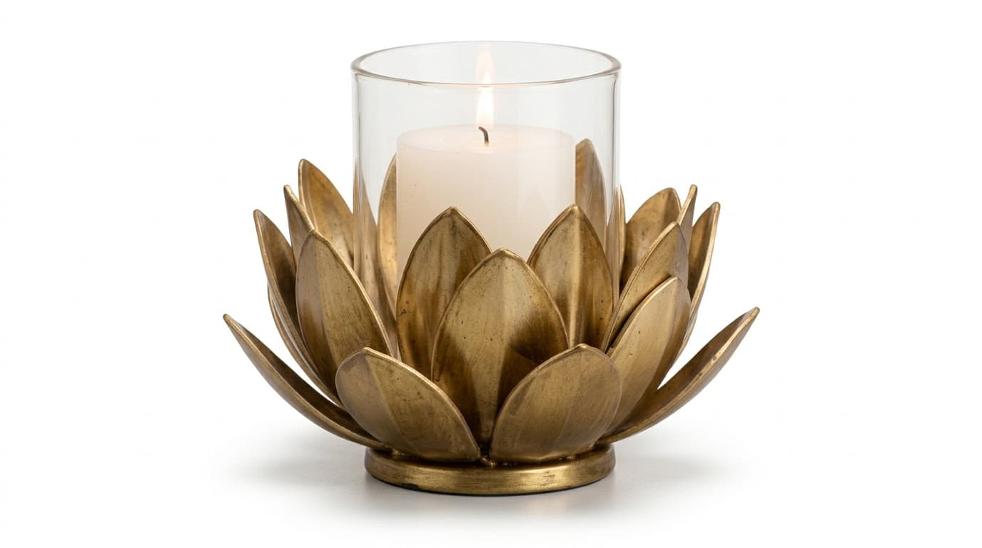 Gold Lotus Candle Holder 3