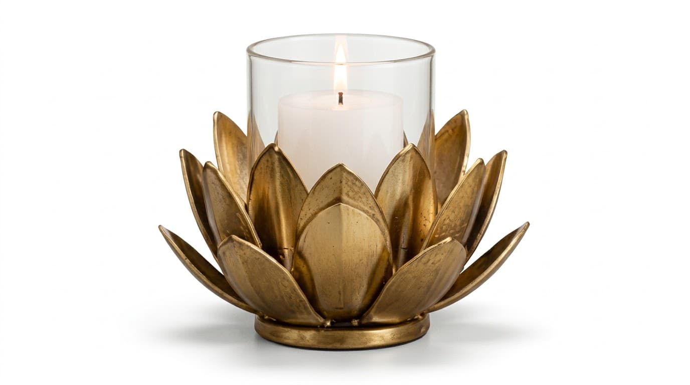 Gold Lotus Candle Holder 4
