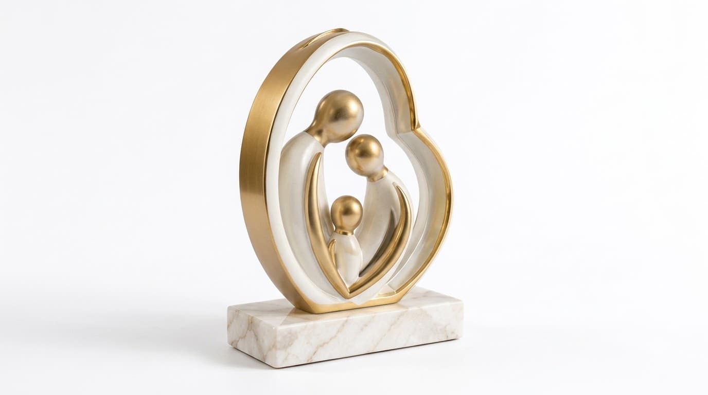 Gold & White Family Figurine Decor 2