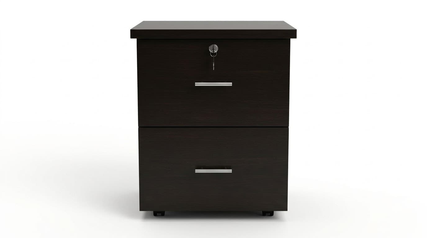 Dark Wood 2-Drawer Bedside Cabinet 2