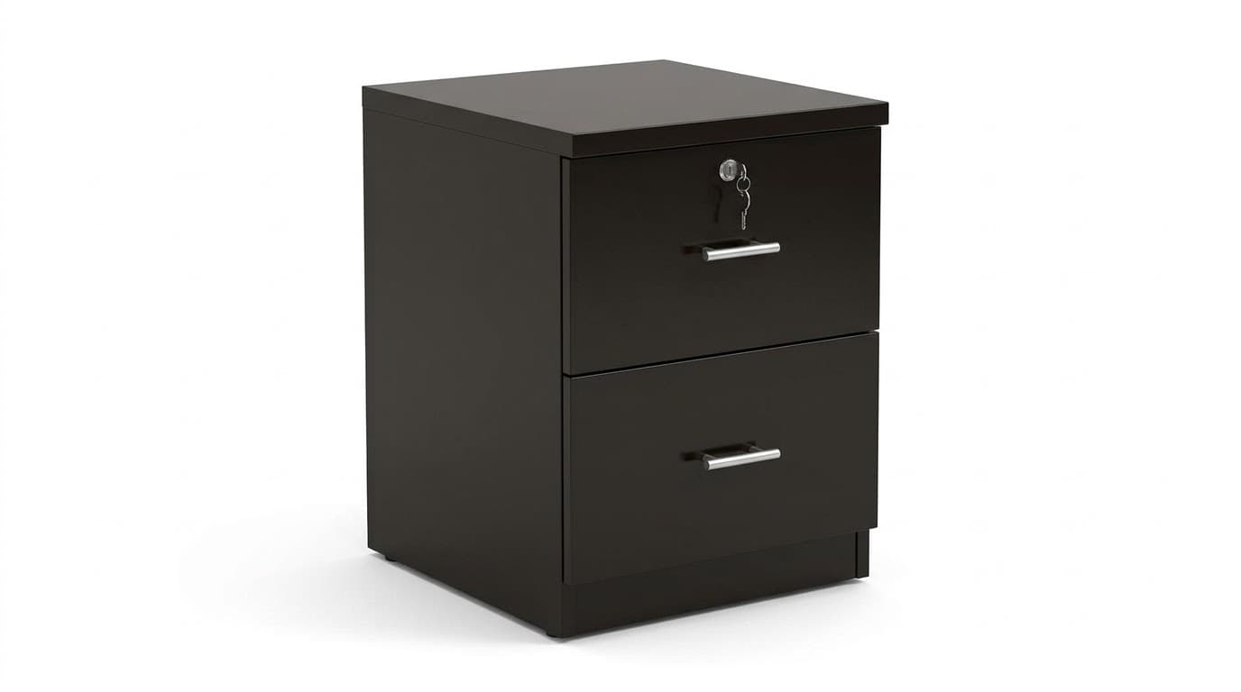 Dark Wood 2-Drawer Bedside Cabinet 3