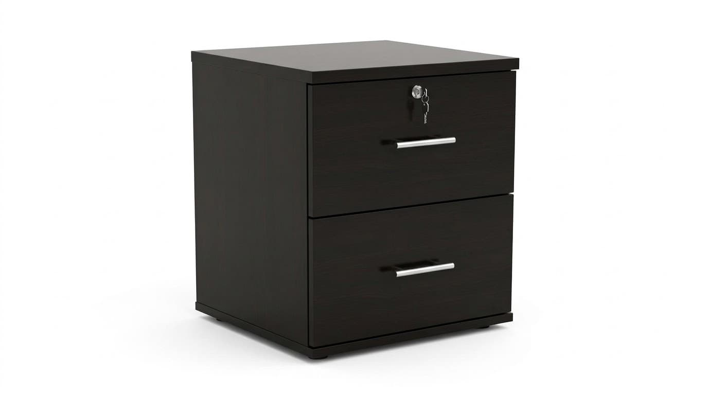 Dark Wood 2-Drawer Bedside Cabinet 4