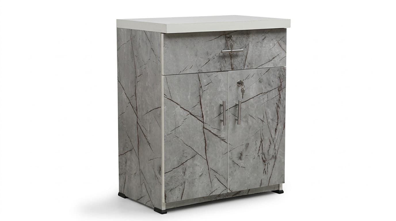 Marble-Finish 2-Door Storage Cabinet 3