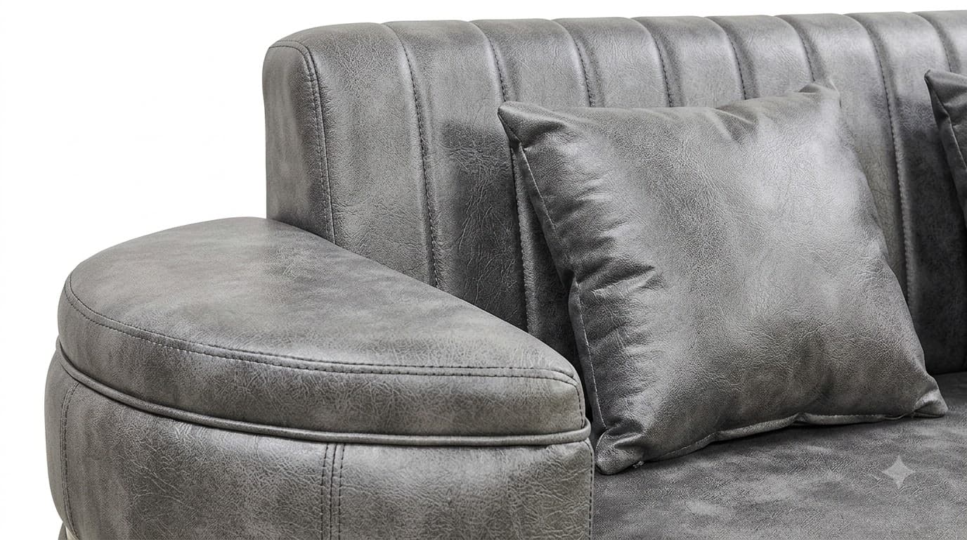 Modern Grey U-Shaped Sectional Sofa with Glass-Top Ottoman 5