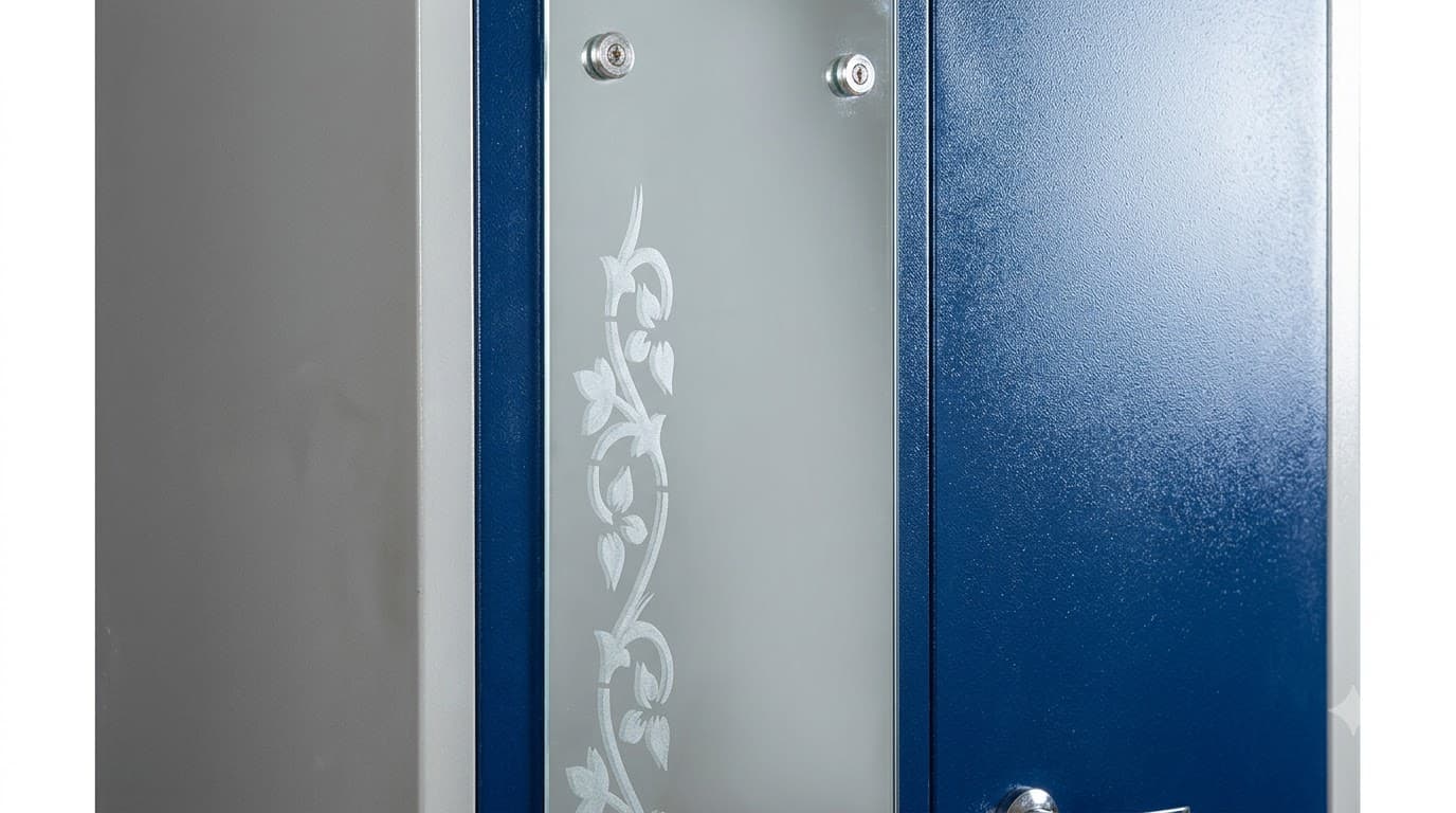 Modern Blue Metal Wardrobe with Decorative Mirror 5