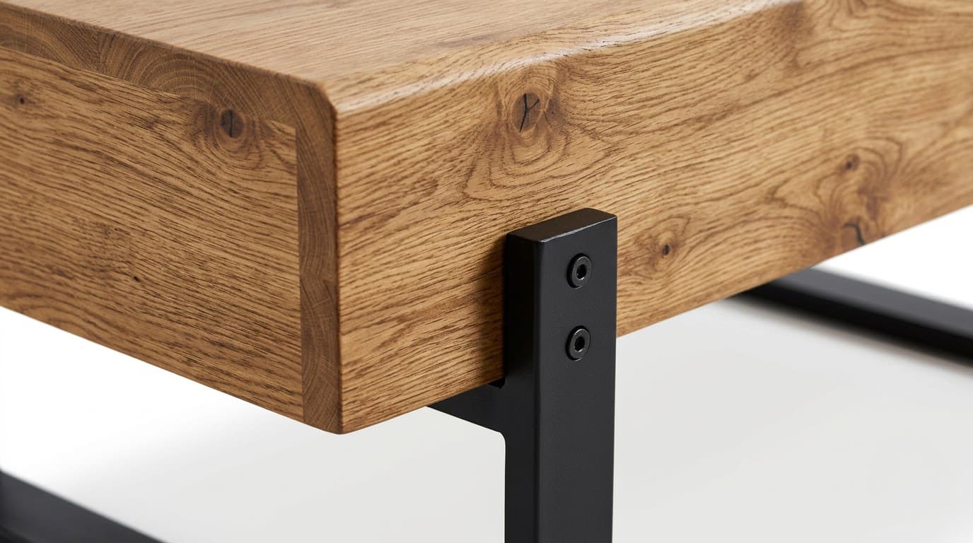 Modern Wooden Center Table with Black Metal Legs 5