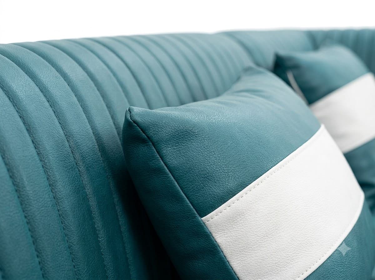 Teal & White L-Shaped Sectional Sofa 3