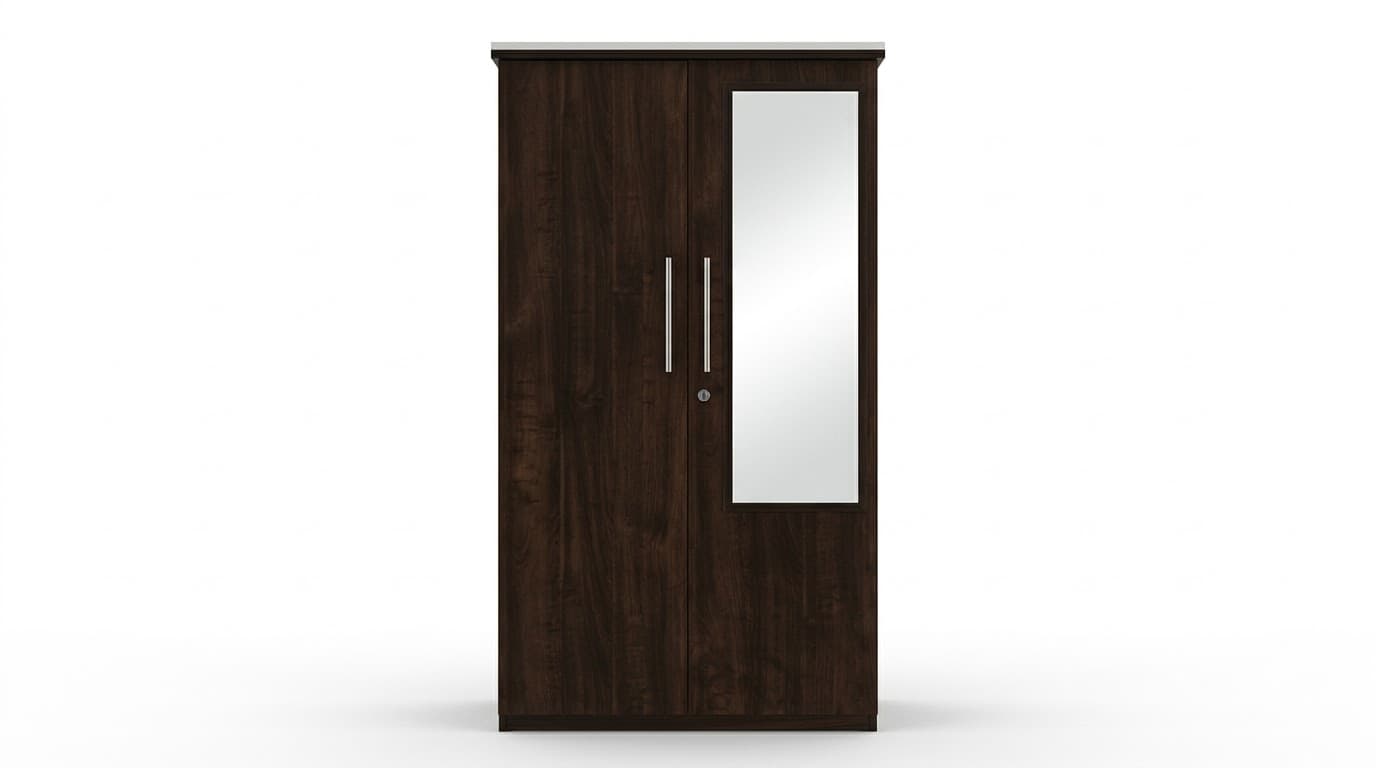 Modern Wooden 2-Door Wardrobe with Mirror 2